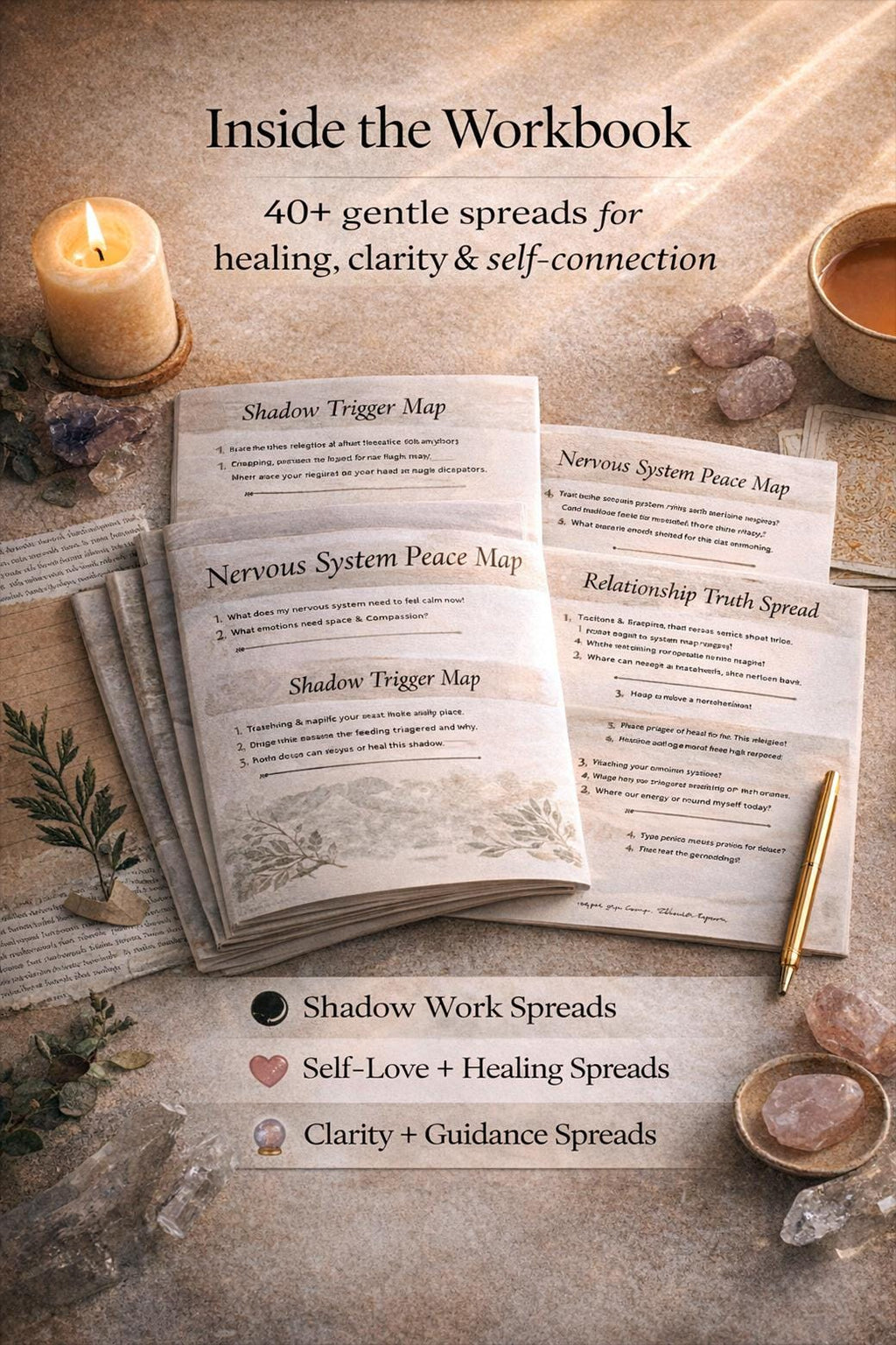 Tarot Spread Workbook | Shadow Work & Self-Reflection PDF Journal | Digital Download