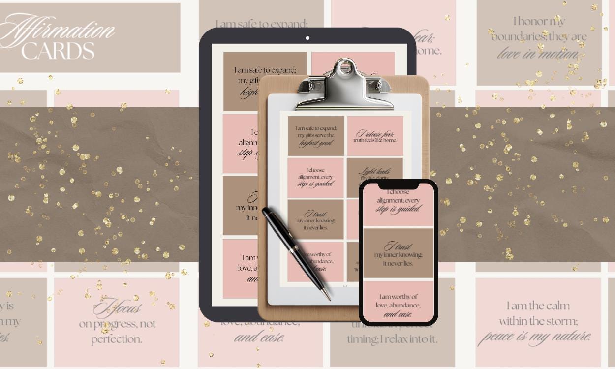 Printable Self Love Affirmation Cards | Positive Mindset Deck | Digital Download