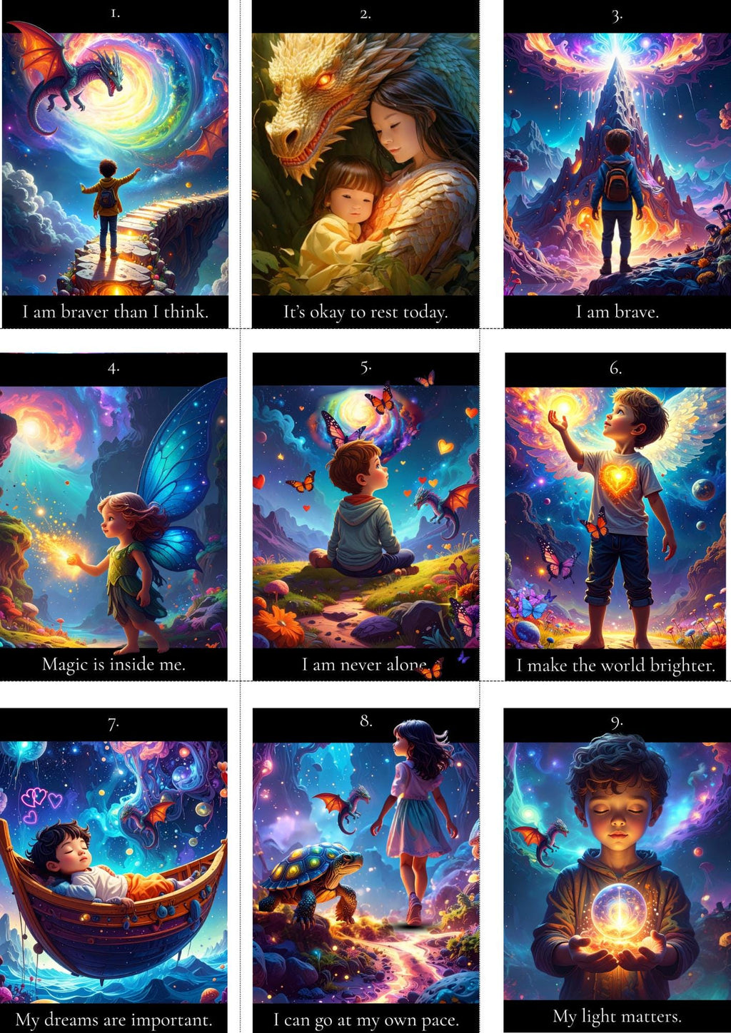 Children's Affirmation Oracle Cards | Positive Daily Messages for Kids, Mindfulness, Self-Esteem, Confidence, Digital Download