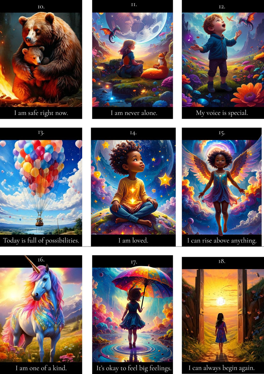 Children's Affirmation Oracle Cards | Positive Daily Messages for Kids, Mindfulness, Self-Esteem, Confidence, Digital Download
