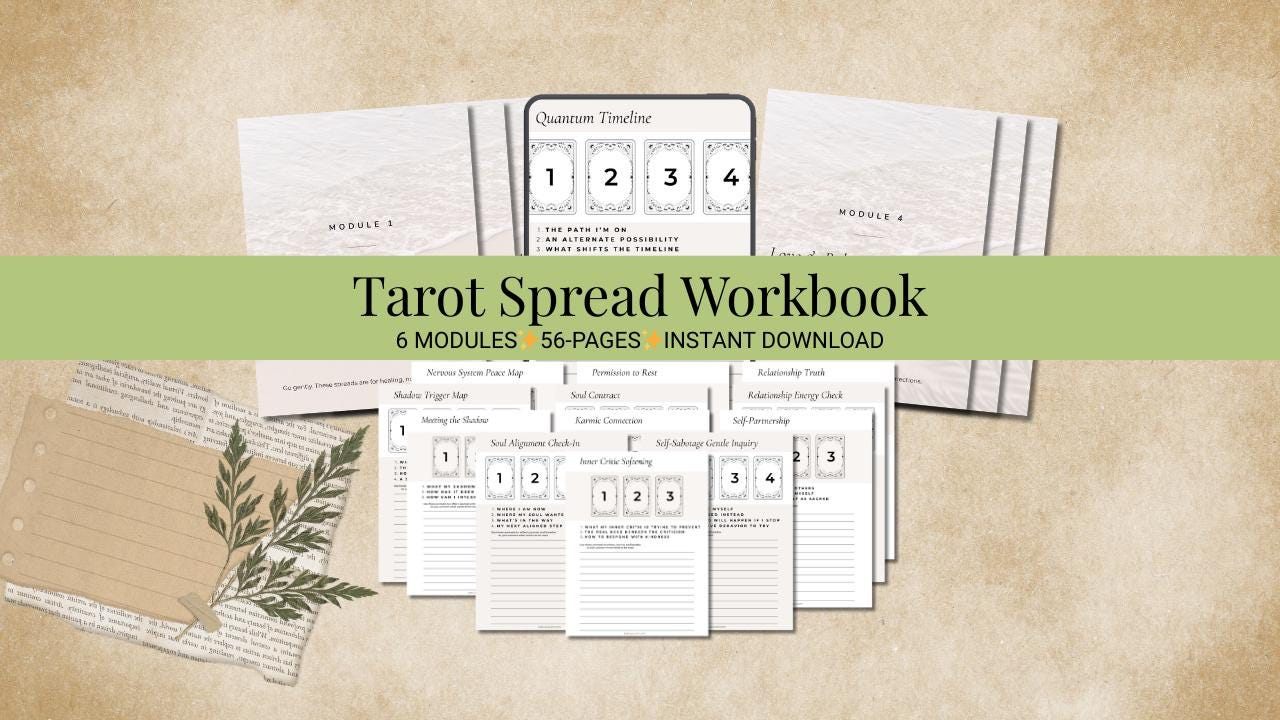 Tarot Spread Workbook | Shadow Work & Self-Reflection PDF Journal | Digital Download